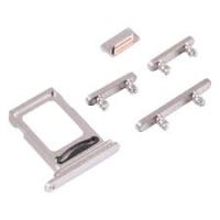 iPhone 13 Pro / 13 Pro Max Sim Tray Holder + Side Key Button (Set 4pcs) White / Silver