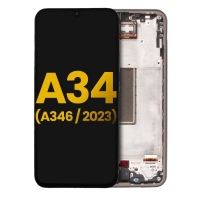 Samsung Galaxy A34 5G / A346B Frontcover + Lcd (NO FINGERPRINT) + Touch + (EARPIECE + VIBRATION) Black Grade A (HQS - WARRANTY AFTER INSTALLATION) .note.