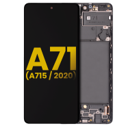 Samsung Galaxy A71 / A715F Frontcover + Lcd  + Touch (NO FINGERPERINT) Black Grade A (HQS - WARRANTY AFTER INSTALLATION) .note.