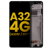 Samsung Galaxy A32 4G / A325F Frontcover + Lcd (NO FINGERPRINT) + Touch + (EARPIECE + VIBRATION) Black Grade A (HQS - WARRANTY AFTER INSTALLATION) .note.