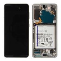 Samsung Galaxy S21 5G / G991B Frontcover + Lcd + Touch + BATTERY Phantom White / Silver Original (Service Pack)