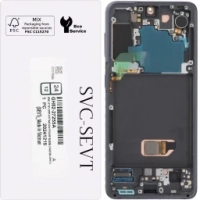 Samsung Galaxy S21 5G / G991B Frontcover + Lcd + Touch   (NO CAMERA) Phantom Grey / Black Original (Service Pack)