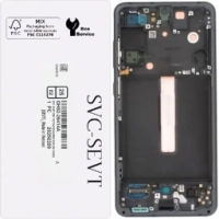Samsung S21 FE 5G / G990B Frontcover + Lcd + Touch Gray / Black Original (Service Pack)