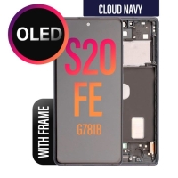 Samsung Galaxy S20 FE / G780F / G781B Frontcover + Lcd (OLED) + Touch + (VIBRATION) Blue / Black Grade A+ (HQS - WARRANTY AFTER INSTALLATION) .note.