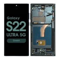 Samsung Galaxy S22 Ultra 5G / S908B Frontcover + Lcd (SOFT OLED) + Touch Green Grade A+ (HQS - WARRANTY AFTER INSTALLATION) .note.