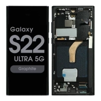 Samsung Galaxy S22 Ultra 5G / S908B Frontcover + Lcd (SOFT OLED) + Touch Graphite / Sky Blue / Red Grade A+ (HQS - WARRANTY AFTER INSTALLATION) .note.