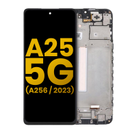 Samsung Galaxy A25 5G / A256B Frontcover + Lcd  + Touch + (EARPIECE FLEX + VIBRATION) Black Grade A (HQS - WARRANTY AFTER INSTALLATION) .note.