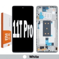Xiaomi 11T Pro Frontcover + Lcd + Touch Silver / White Original (Service Pack)