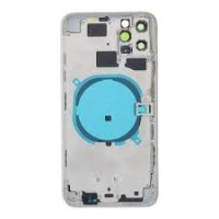 iPhone 11 Pro Max Back Cover + FRAME (WITH LOGO) + Sim Tray SILVER / WHITE Grade A