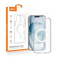 iPhone 12 Pro Max Silicone Vmax Magsafe Case Transparent + Glass 2,5D