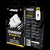 MOONX Charger Adaptor MC05 QC3.0 22,5W + Cable (Lightning) White Blister