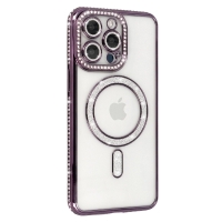iPhone 15 Pro Max Silicone Bling MAGSAFE Case Purple
