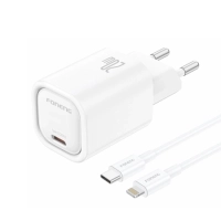 FONENG Charger Adaptor EU69 PD 20W Q.C. USB-C + Cable (TYPE-C to LIGHTNING) Usb White