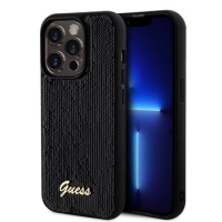iPhone 12 / 12 Pro Silicone GUESS Sequin Script LOGO Case Black