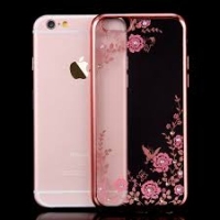 Samsung Galaxy S20 Plus / G985F / G986B Silicone Flowers & Diamonds Case Rose Gold