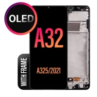 Samsung Galaxy A32 4G / A325F Frontcover + Lcd (OLED) Black Grade A+ (HQS - WARRANTY AFTER INSTALLATION) .note.