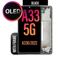 Samsung Galaxy A33 5G / A336B Frontcover + Lcd (SOFT OLED) + Touch BLACK Grade A+ (HQS - WARRANTY AFTER INSTALLATION) .note.