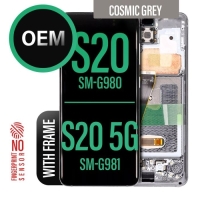 Samsung Galaxy S20 / S20 5G / G980F / G981B Frontcover + Lcd  (INCELL) + Touch (NO FINGERPRINT) Cosmic Grey Grade A