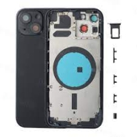 iPhone 13 Back Cover + FRAME (LOGO) (Buttons + Sim Tray) BLACK Grade A