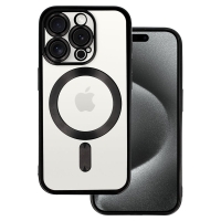 iPhone 15 Pro Max Silicone Metallic Magsafe Case Black
