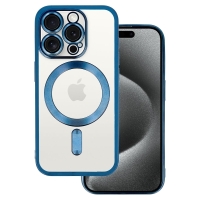 iPhone 13 Pro Max Silicone Metallic Magsafe Case Blue