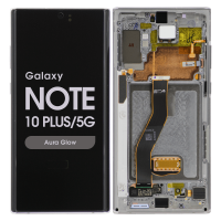 Samsung Galaxy Note 10 Plus / N975F / N976B Frontcover + Lcd (SOFT OLED) + Touch Silver / Aura Glow Grade A+  (HQS - WARRANTY AFTER INSTALLATION) .note.