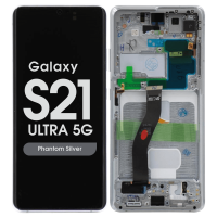 Samsung Galaxy S21 Ultra 5G / G998B Frontcover +  Lcd (SOFT OLED) + Touch Silver Grade A+ (HQS - WARRANTY AFTER INSTALLATION) .note.