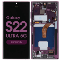 Samsung Galaxy S22 Ultra 5G / S908B Frontcover + Lcd (SOFT OLED) + Touch Burgundy Grade A+ (HQS - WARRANTY AFTER INSTALLATION) .note.
