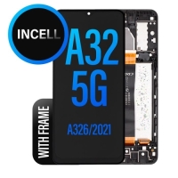 Samsung Galaxy A32 5G / A326B Frontcover + Lcd + Touch + (EARPIECE + VIBRATION) Black Grade A (HQS - WARRANTY AFTER INSTALLATION) .note.