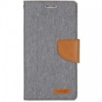 Samsung Galaxy A8 Plus 2018 Book Canvas Case Jeans Grey