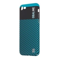 iPhone 12 / 12 Pro Silicone OBAL ME Flossy Stripes Cover Case Black / Teal