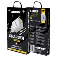MOONX Charger Adaptor MC03 PD 20W Q.C. USB-C + Cable (TYPE-C to LIGHTNING) Usb White