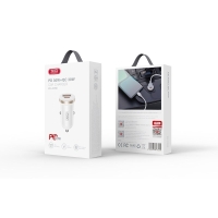 XO Car Charger CC56 Dual USB x2 (USB-A + USB-C) QC 3.0 PD 30W White