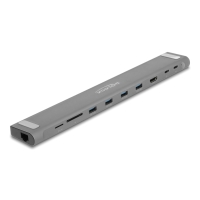 DELOCK docking station 87895, 9 θυρών, βάση laptop, 85W PD, 4K, γκρι