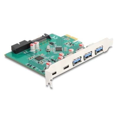 DELOCK κάρτα επέκτασης PCIe x1 σε 3x USB/2x USB-C/19-pin 90109, 5Gbps