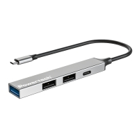 POWERTECH USB hub PT-1412, 4x θυρών, USB 3.2, 5Gbps, USB-C σύνδεση, γκρι
