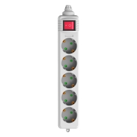 POWERTECH πολύπριζο PT-886, 5x schuko, 16A, χωρίς καλώδιο, λευκό