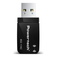 POWERTECH ασύρματος USB αντάπτορας δικτύου PT-1450, 1300Mbps dual band WiFi