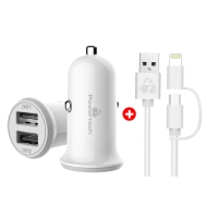 POWERTECH φορτιστής αυτοκινήτου 2x USB PT-714 & MFi καλώδιο USB σε Micro/Lightning