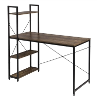 HOME USE γραφείο HUH-0249 με ραφιέρα, 120x60x122cm, καφέ/μαύρο