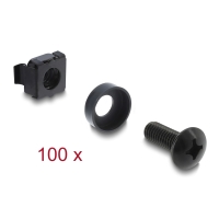 DELOCK σετ βίδες με παξιμάδια 42434 για rack, M6/16mm, μαύρο, 100τμχ