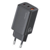 USAMS φορτιστής τοίχου CC265, USB & 2x USB-C, 67W, GaN, μαύρος