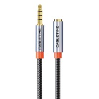 CABLETIME καλώδιο προέκτασης ήχου 3.5mm CT-AE35M, gold plated, 2m, μαύρο