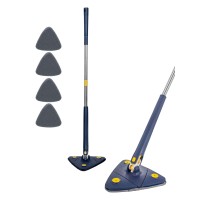 HOME USE τριγωνική σφουγγαρίστρα HUH-0257 με 4x πανιά μικροϊνών, προσαρμόσιμο ύψος, μπλε