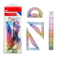 MP σετ πλαστικοί χάρακες PA159, εύκαμπτοι, διάφανοι/πολύχρωμοι, 4τμχ