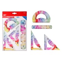 MP σετ πλαστικοί χάρακες PA159P, εύκαμπτοι, διάφανοι/πολύχρωμοι, 4τμχ