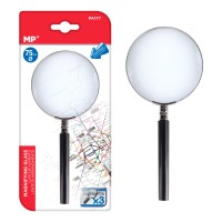 MP μεγεθυντικός φακός PA177, x3, 75mm, μεταλλικός με γυάλινο φακό, μαύρος/ασημί