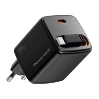 POWERTECH φορτιστής τοίχου PT-1572 με πτυσσόμενο καλώδιο, USB-C, 45W, GaN, μαύρος
