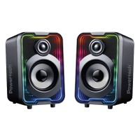 POWERTECH ηχεία PT-1575 με RGB φωτισμό, 2x 5W, Bluetooth & USB/USB-C, μαύρα