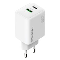POWERTECH φορτιστής τοίχου PT-1551, USB/USB-C, 45W, GaN, AVS, λευκός